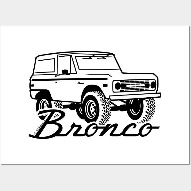 1966-1977 Ford Bronco Black Print w/tires Wall Art by The OBS Apparel